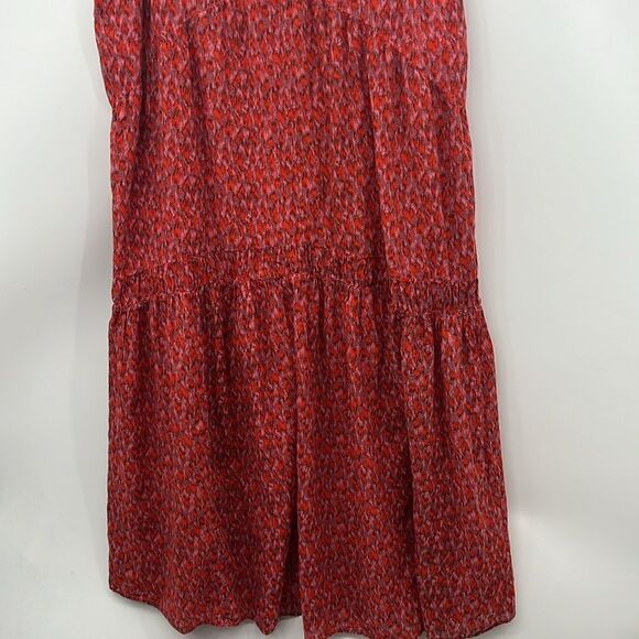 Joie large abstract print boho tiered red black maxi dress - Picture 3 of 6